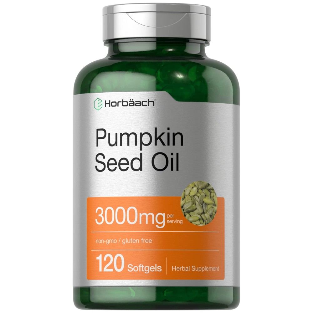 Horbach Pumpkin Seed Oil | 3000mg | 120 Softgel Capsules | Cold Pressed Dietary Supplement | Non-GMO and Gluten Free Formula