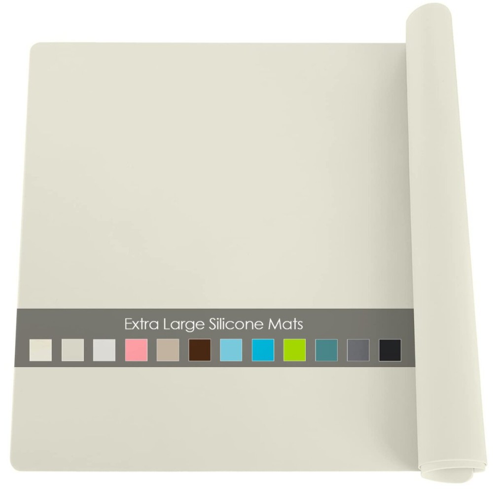 Extra Large Silicone Placemat, Food-Grade Flexible Silicone Mat Kids Non-Slip Dinner Placemat Waterproof Heat Insulation Countertop Protector Silicone Pastry Rolling Dough Mats 27.6 x 19.7\'\'Beige