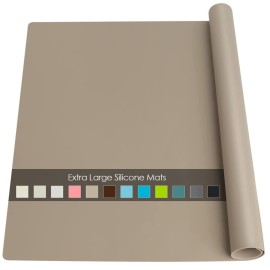 Extra Large Silicone Mats, Silicone Table Mat for Crafts Kids Dinner Placemat, Dab Mats Desk Countertop Protector Mats, Heat Insulation Kitchen Pastry Mat Silicone Pad-Brown, 23.6\'\'x15.7\'\'