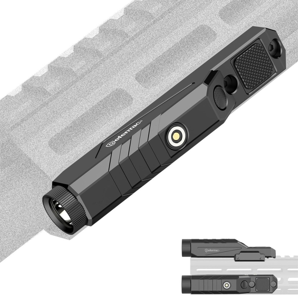 DEFENTAC 1600 Lumens Tactical Flashlight with Momentary and Strobe for Rifle, Weapon Light with Built-in Pressure Switch Compatible with M-Lok Rail Surface, Magnetic Rechargeable