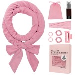 ZILAMPU Heatless Curls Overnight for Long Hair, No Heat Hair Curlers to Sleep In Overnight Curls, 70 Soft Velvet No Heat Overnight Curlers Set for Women (Pink, 9 Pcs)