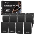 CKeep 4 Rolls Kinesiology Tape, Original Cotton Elastic Athletic Tape, 20 Precut 10 Strips Each, Black, Ideal for Muscle Support & Injury Prevention