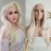 ELESTY 13 * 3.5 Synthetic Lace Front Wigs Long Wavy White Blonde Glueless Wig Side Part Heat Resistant Fiber Hair Daily Elsa Cosplay Wigs Drag Queen