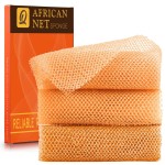 UJFQBH 3 Pieces African Bath Sponge African Net Long Net Bath Sponge Exfoliating Shower Body Scrubber Back Scrubber Skin Smoother,Great for Daily Use (Yellow,Yellow,Yellow)