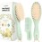 Baby Hair Brush and Comb Set for Newborn - Wooden Baby Hair Brush Set with Soft Goat Bristle, Baby Brush Set for Newborns, Baby Brush and Comb Set Girl, Boy, Toddler Cradle Cap Brush (Oval, Sage)