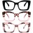 REAVEE 3 Pack Oversized Square Reading Glasses Oprah Style for Women, Blue Light Blocking Large Frame Computer Designer Fashion Readers with Spring Hinge (Black/Pink Tortoise/Tortoise Pink,1.75)