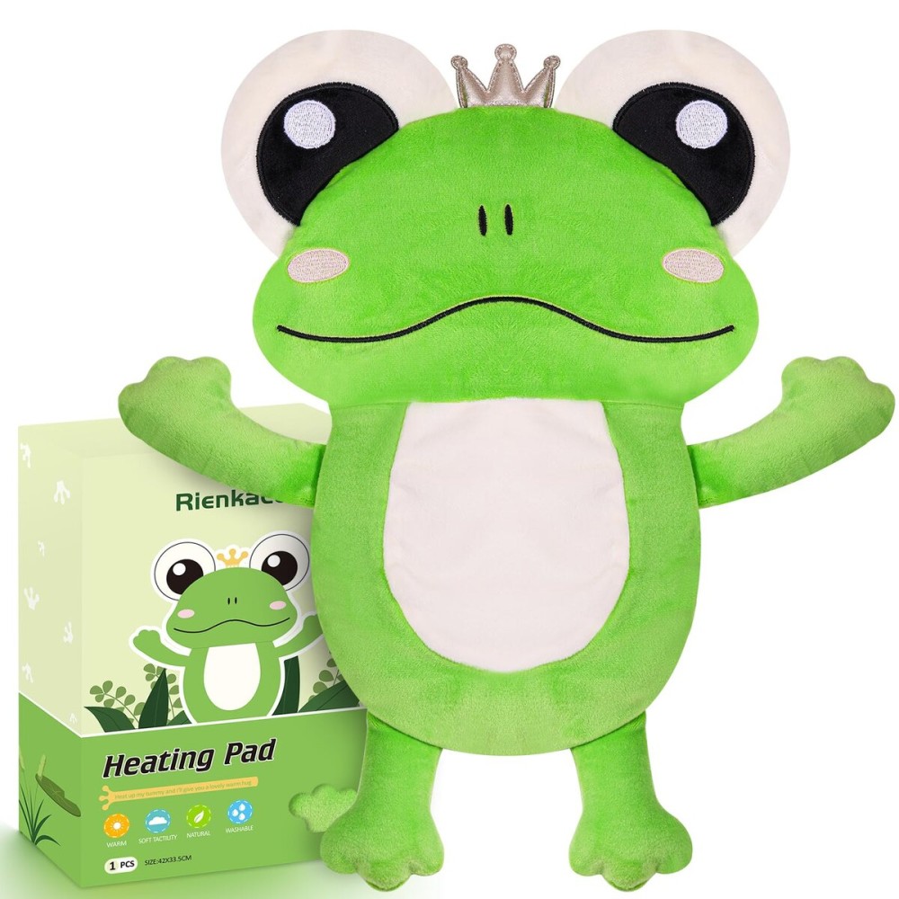Microwave Heating Pad for Period & Cramps Pain Relief, Cute 16  12.6\'\' Microwavable Menstrual Cramp Relief Heating Pad Stuffed Animal, Moist Microwave Heat Pad with Washable Cover - Frog