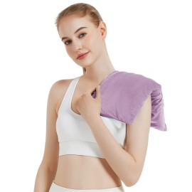 Microwavable Heating Pad with Washable Cover, 8 x 18 Microwave Heating Pad for Neck and Shoulders, Moist Heat Bean Bag Warm Compress for Knee, Joints, Wrist, Abdomen (Purple)