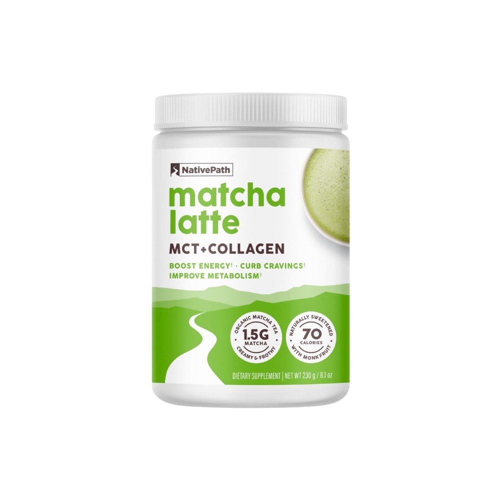 NativePath Collagen Peptides - Hydrolyzed Type 1 & 3 Collagen. Keto & Paleo Grass-Fed Protein Powder for Hair, Skin, Nails, Bones, Joints, Digestion and More - No Gluten or Dairy (Matcha Latte, 230g)