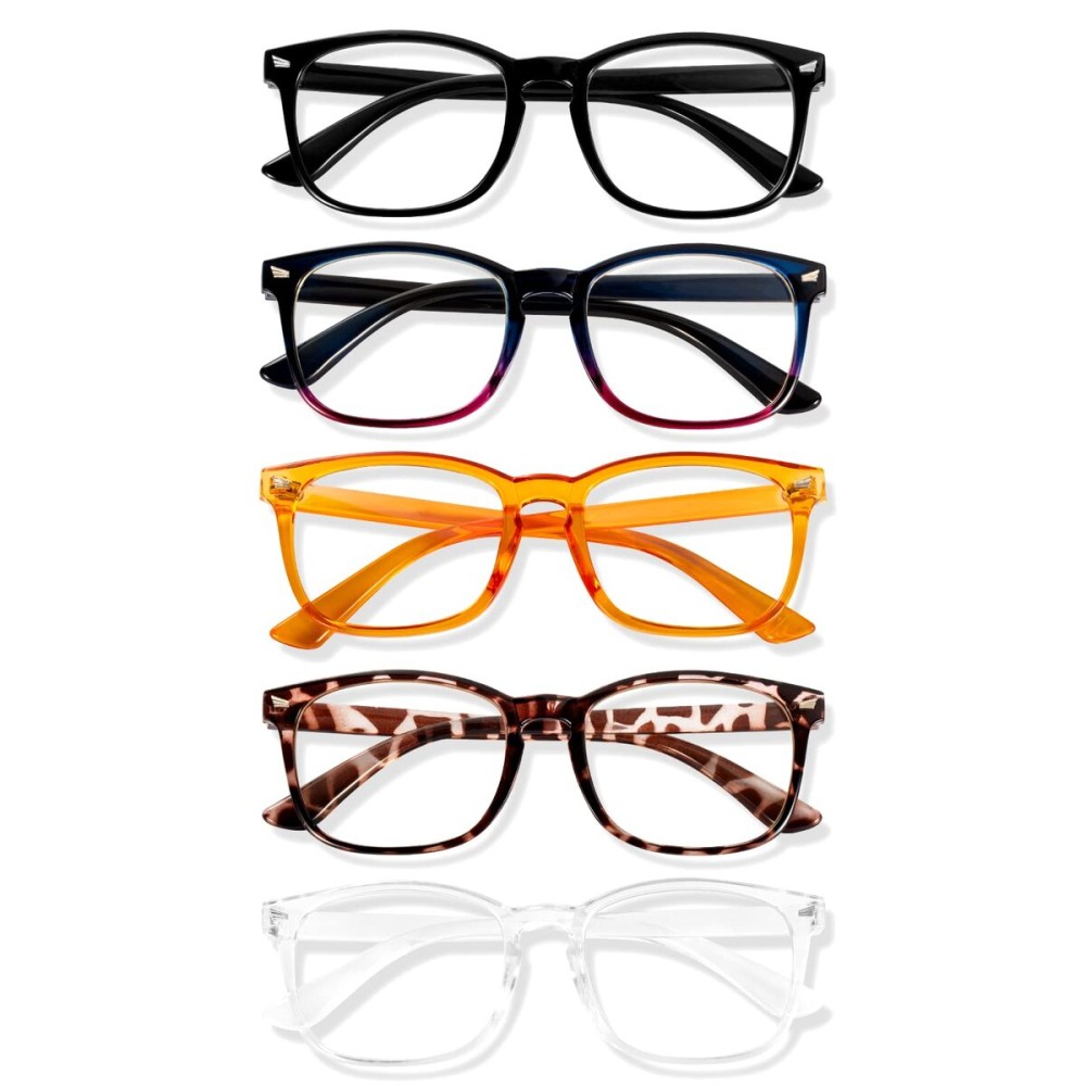 WINTOO Blue Light Glasses for Woman Men | 99% Blue Light Blocking Glasses for Computer Gaming TV Phone Screen Square Frame | Anti Eyestrain & UV Glare Protection - 5 Pair