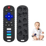 ERSIHUA Silicone Baby Teething Toys, TV Remote Teethers for 6-12-18 Months Infant, TV Remote Control Shape Toddlers Silicone Teethers, Chew Toys for Boys and Girls (Black)