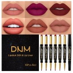 evpct 6 Pcs Lip Liner and Lipstick Set Kit Chestnut Nude Dark Red Matte Matt Mat 24 Hour Lipstick Pen and Lip Kit with Lip Liner Pencil Long Lasting Set for Women labiales mate 24 horas originales