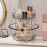 shuang qing Rotating Makeup Organizer for Vanity, High-Capacity Skincare Clear Make Up Storage Perfume Organizers Cosmetic Dresser Organizer Countertop 360 Spinning (Gray, 2 Tier)