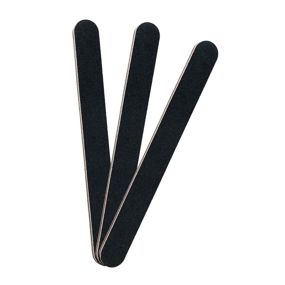 3 Pack Professional Emery Boards, 100/180 Grit Nail File for Acrylic and Natural Nails, Reusable, Black