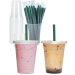Aatriet [50 Sets] 16 oz Clear Plastic Cups with Lids and STRAWS, Disposable Party Cups for To Go Iced Coffee Cold Drinks, Smoothie, Juice, Parfait, Frappuccino, Milkshake. No Leaking Fruit Cup