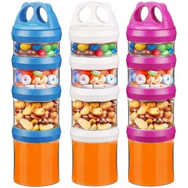 BeneLabel Stackable Food Storage Containers with Twist Lock System - BPA-Free Tritan Containers for Travel, Formula, Protein Powder, Snacks - Leakproof & Dishwasher Safe (Red&Blue&White, 31oz per)