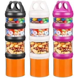 BeneLabel Stackable Food Storage Containers with Twist Lock System - BPA-Free Tritan Containers for Travel, Formula, Protein Powder, Snacks - Leakproof & Dishwasher Safe (Red&Blue&Black, 31oz per)