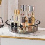 shuang qing Rotating Makeup Organizer for Vanity, High-Capacity Skincare Clear Make Up Storage Perfume Organizers Cosmetic Dresser Organizer Countertop 360 Spinning (Gray, 1 Tier)