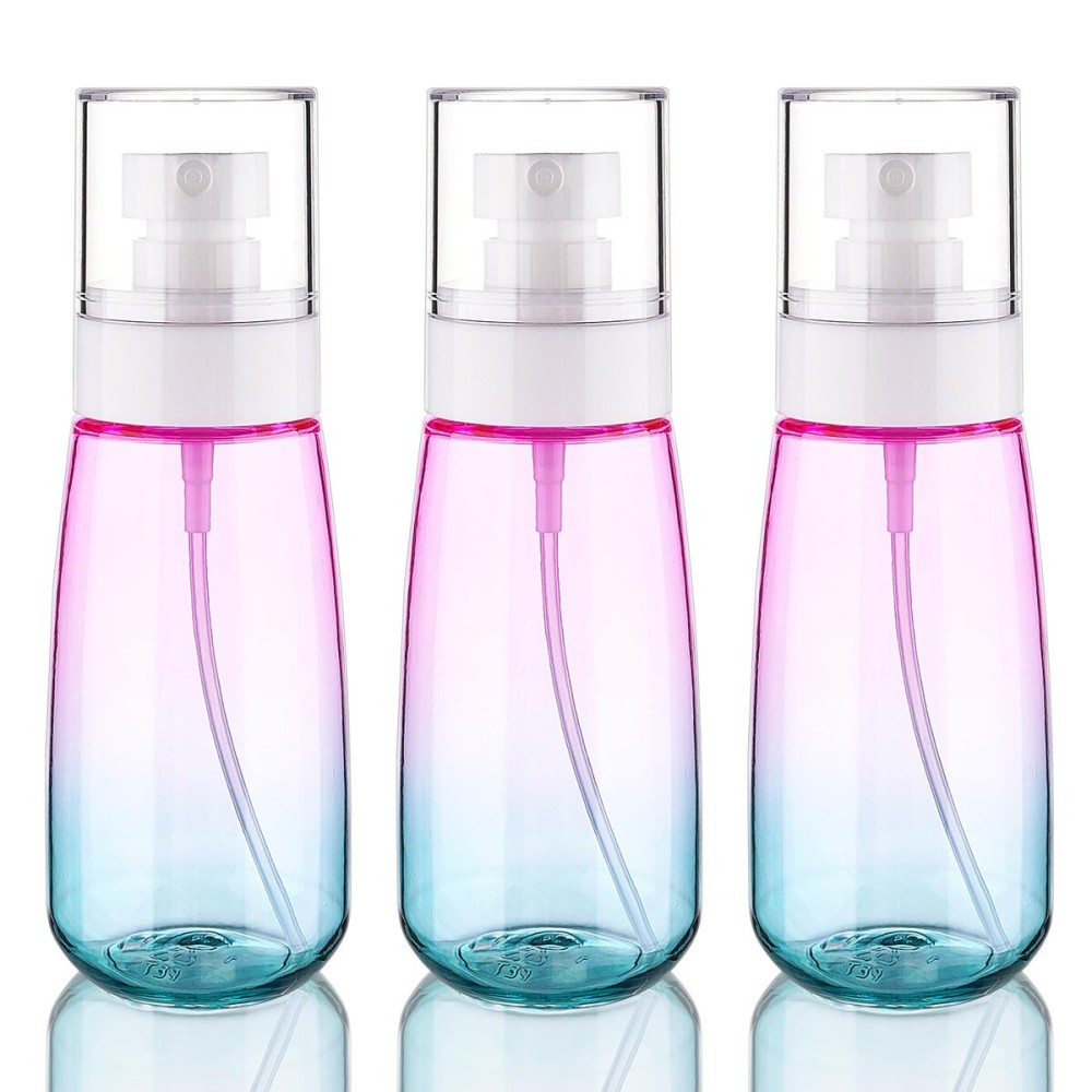 Cosywell Fine Mist Spray Bottles TSA Approved 3.4oz 100ml 3 Pack Leak Proof Travel Spray Bottle Empty Small Spray Bottles for Perfume Essential Oils Toners Rose Water Cosmetics (3Gradient Pink Blue)