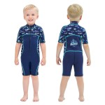 Goldfin Kids Wetsuit for Boys Girls, 3mm Shorty Wetsuits Neoprene Front Zip Wet Suits for Water Sports Surfing Swimming Snorkeling Diving Blue Size 2