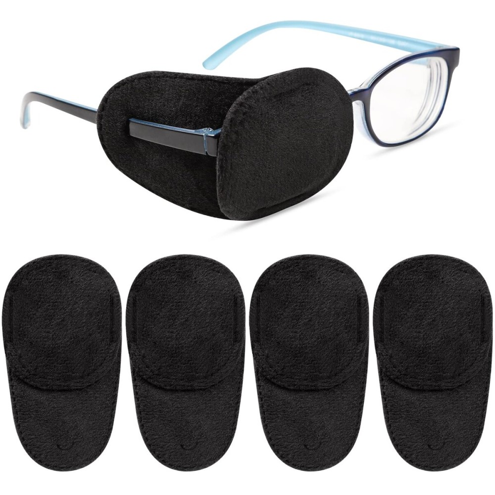 Hecaty 4 Pack Eye Patches for Kids Girls Boys, Right & Left Eye Patch for Glasses, Lazy Eye Patch for Children Treating Lazy Eye Amblyopia Strabismus and After Surgery (Blue) (Blue) (Black)
