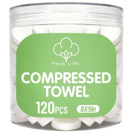 120 Pcs Mini Compressed Towels, Disposable Face Compressed Towel, Compressed Cotton Hand Wipe, Camping Towel, Portable Compressed Coin Tissue for Travel/Home/Outdoor Activities