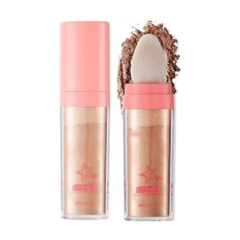 Glitter Powder Highlighter Makeup, Body Brightens the Natural Three-Dimensional Face Blusher Fairy Highlight Patting Powder. (03 Golden Brown)