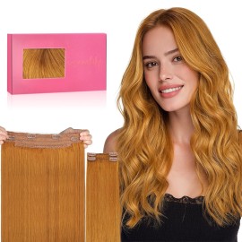 WENNALIFE Wire Hair Extensions (Increase 50% Lifespan) Real Human Hair 12 inch 100g Auburn Ginger Remy Hair Invisible Transparent Wire Fish Line Straight Reusable Natural