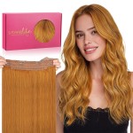 WENNALIFE Wire Hair Extensions (Increase 50% Lifespan) Real Human Hair 14 inch 75g Auburn Ginger Remy Wire Hair Extensions Invisible Transparent Fish Line Straight Real