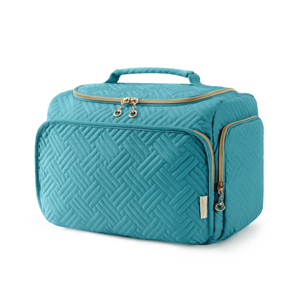 BAGSMART Travel Toiletry Bag, Large Wide-open Travel Bag for Toiletries, Makeup Cosmetic Travel Bag with Handle, Blue-Large