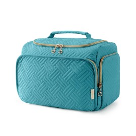 BAGSMART Travel Toiletry Bag, Large Wide-open Travel Bag for Toiletries, Makeup Cosmetic Travel Bag with Handle, Blue-Large