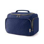 BAGSMART Travel Toiletry Bag, Large Wide-open Travel Bag for Toiletries, Makeup Cosmetic Travel Bag with Handle, Navy-Large