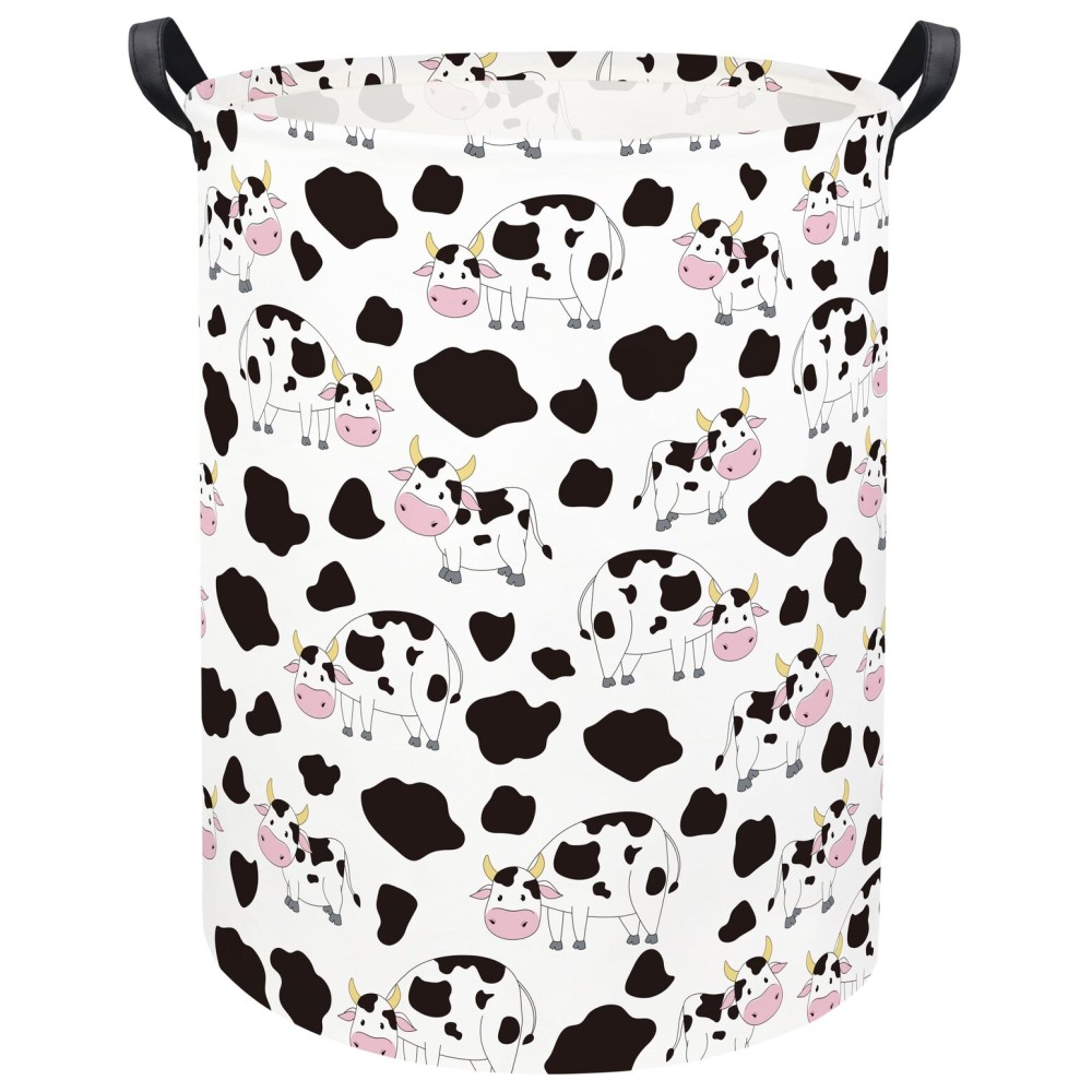 TIBAOLOVER Cow print Laundry Basket Baby Laundry Basket Nursery Hamper Kids Baby Laundry hamper for Boys and Girls Cute Toy Storage Bin Cow Room Decor(Cow)