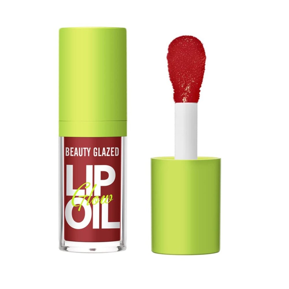 Beauty Glazed Big Brush Head Lip Oil, Ultra-Hydrating & Nourishing, Smooth Glossy Finish Glow Shiny and Vegan Tinted Gloss, Non-Sticky Formula (105 PASSION, 1) 0.14 Fl Oz