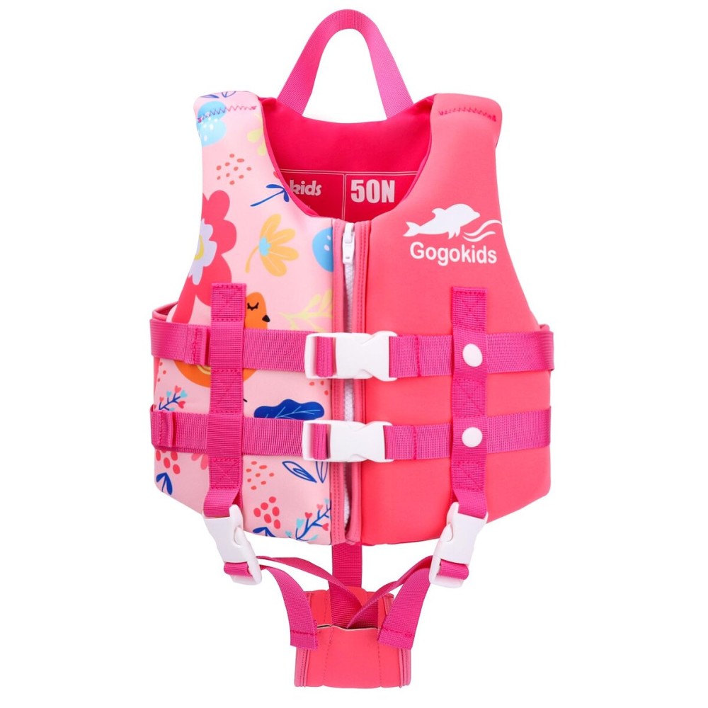 Gogokids Toddler Swim Vest, Premium Kids Swimming Jacket for 30-40-50-60-70 Lbs Girls and Boys, Floaties Vest Swimming Aid with Dual Adjustable Safety Strap for 2-9 Years in Pool/Puddle/Beach