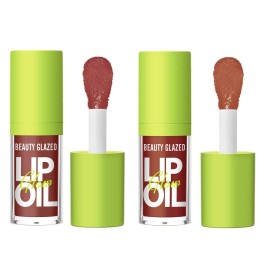 Beauty Glazed Big Brush Head Lip Oil, Ultra-Hydrating & Nourishing, Smooth Glossy Finish Lip Glow Oil, Shiny and Vegan Tinted Lip Gloss, Non-Sticky Formula (2, 107 HUGGING & 108 REBORN)