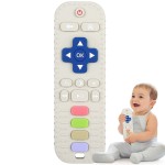 Fu Store Silicone Teething Toys for 0-12 Months 3-24 Months Infant Toddlers Remote Control Shape Teethers for Babies Chew Toys Relief Soothe Babies Gums Set Dishwasher and Refrigerator Safe Beige