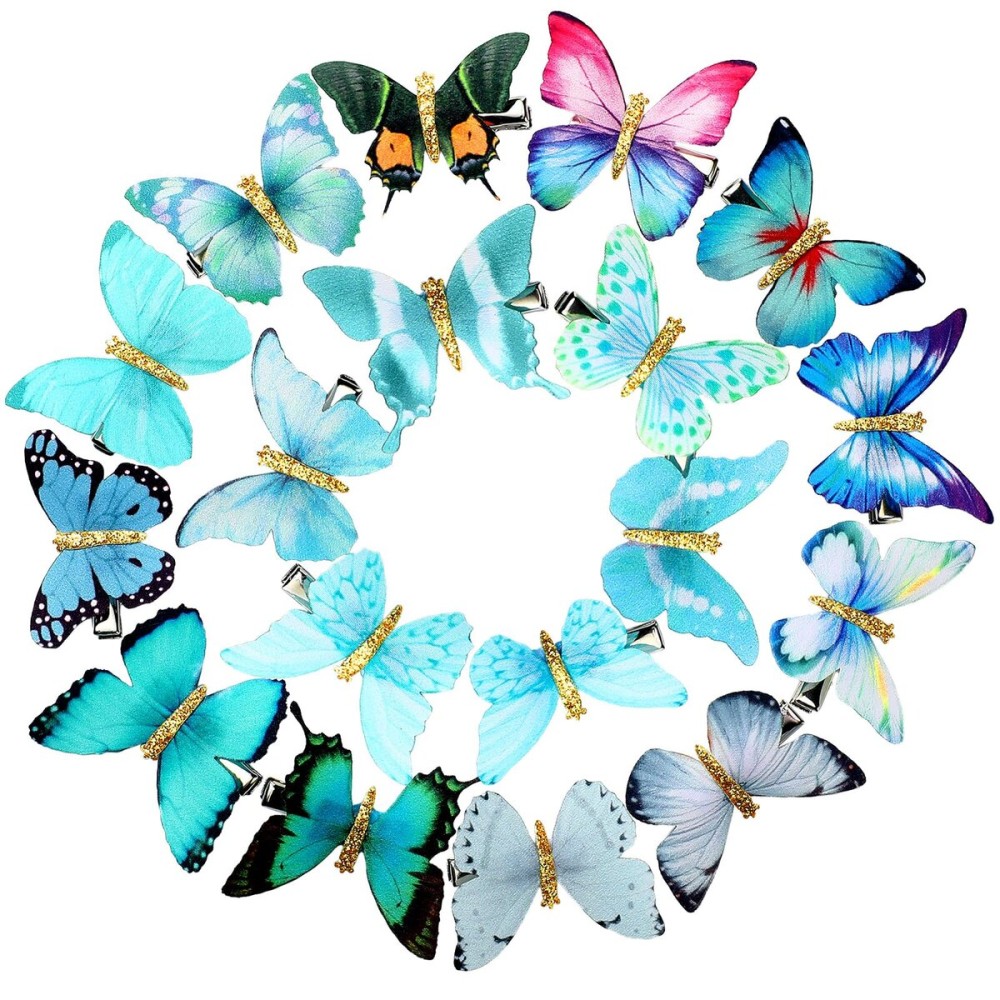 Boao 18 Pieces Glitter Butterfly Hair Clips for Girls Teens Women Hair Accessories (Exotic Style)