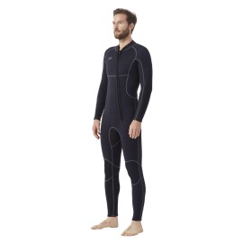 Hevto Men Wetsuits 3/2mm Neoprene Front Zip Full Wet Suit Keep Warm for Surfing Swimming SUP Snorkeling Diving (M2-Black, S)