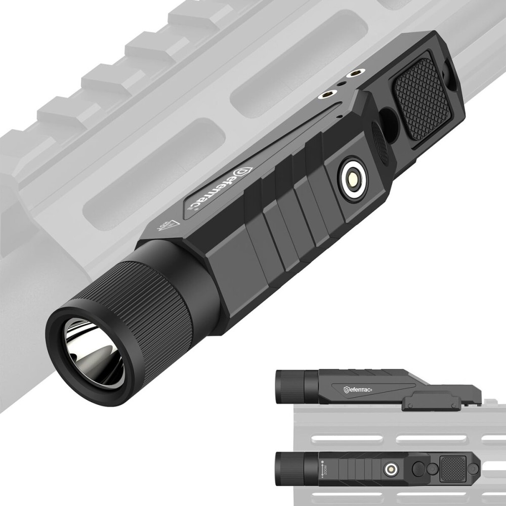 DEFENTAC 1750lm Zoomable Tactical Flashlight is Compatible with MLok/Picatinny Rail for Rifle, Weapon Light with with Momentary and Strobe, Magnetic Rechargeable
