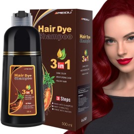IIIMEIDU Hair Dye Shampoo, Hair Color Shampoo 100% Gray Coverage for Women Men, Champu Para Canas pintar el pelo 500ml-DarkBurgundy