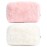 SOIDRAM 2 Pieces Makeup Bag Cute Cosmetic Bag Plush Pink White Makeup Pouch Coquette Travel Toiletry Bag Organizer Fluffy Makeup Brushes Puffy Storage Bag for Women