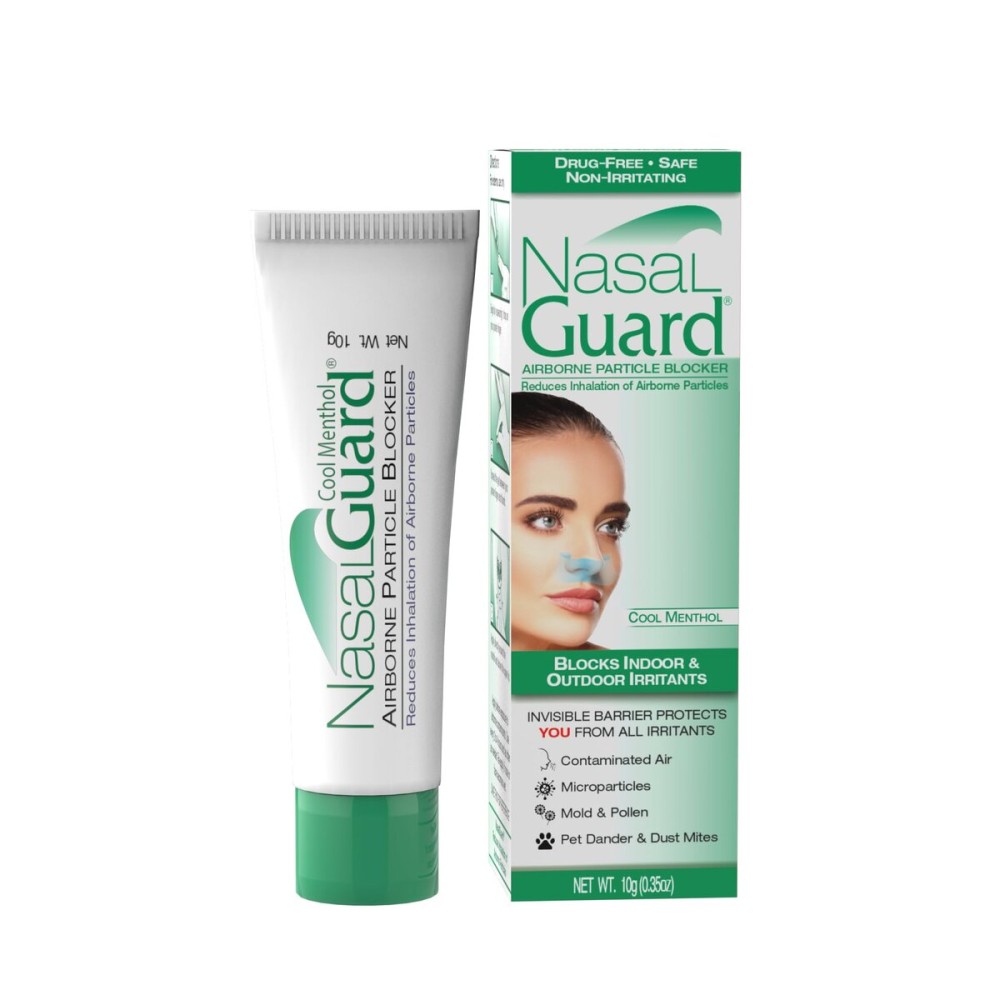 NasalGuard Airborne Particle Blocker Gel - Helps Reduce Inhalation of Allergens, Pollutants & Irritants - Drug-Free, Daily Use, Made in USA (Cool Menthol, 10 Gram Tube), Over 150 Applications
