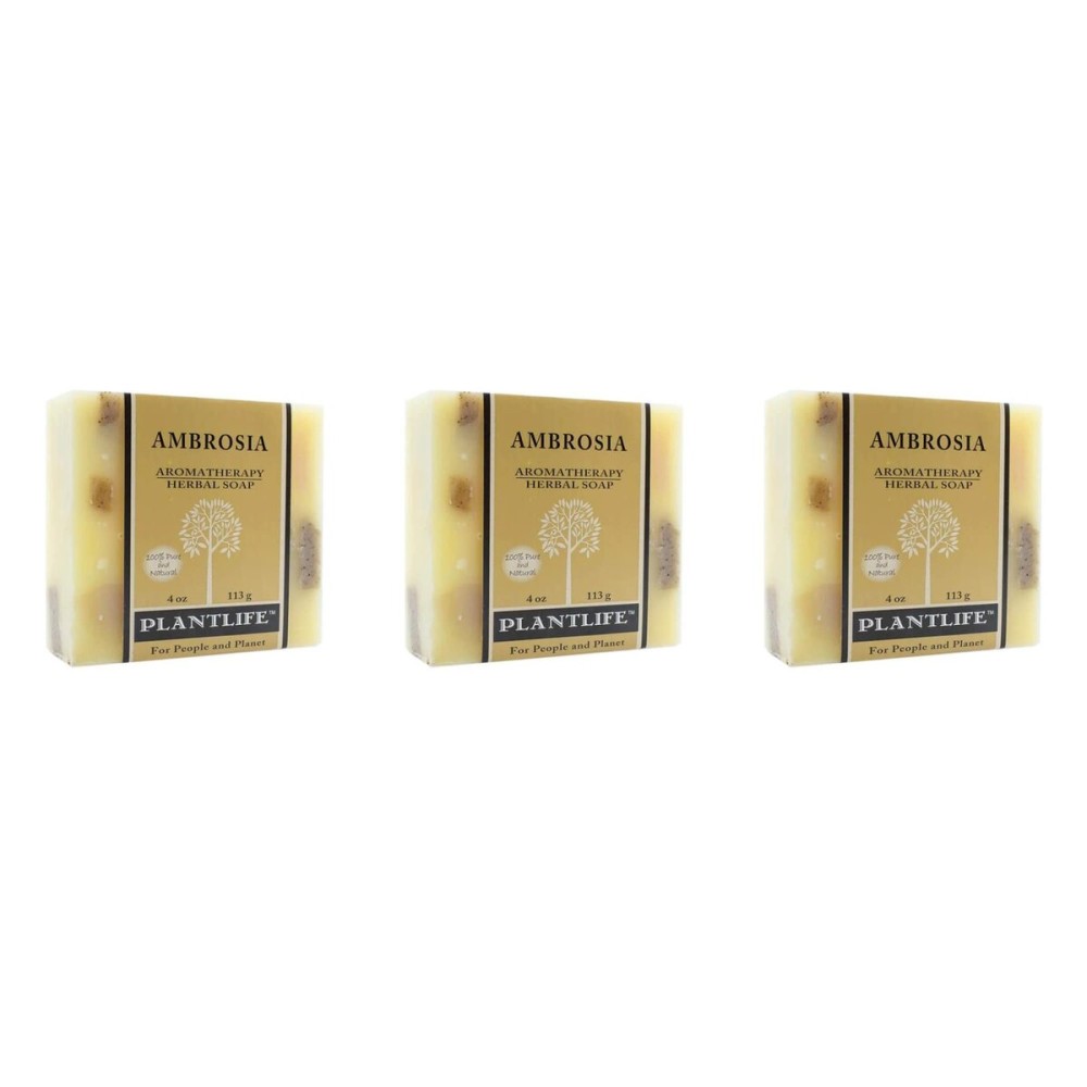 Plantlife Ambrosia 3-Pack Bar Soap - Moisturizing and Soothing Soap for Your Skin - Hand Crafted Using Plant-Based Ingredients - Made in California 4oz Bar