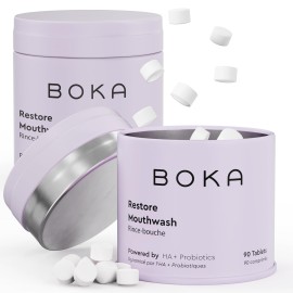 Boka Travel Size Mouthwash Tablets - Hydroxyapatite, Fluoride Free & Alcohol Free - Chewable Tablets to Freshen Breath - (Pack of 2, 90 Pcs, Mint)