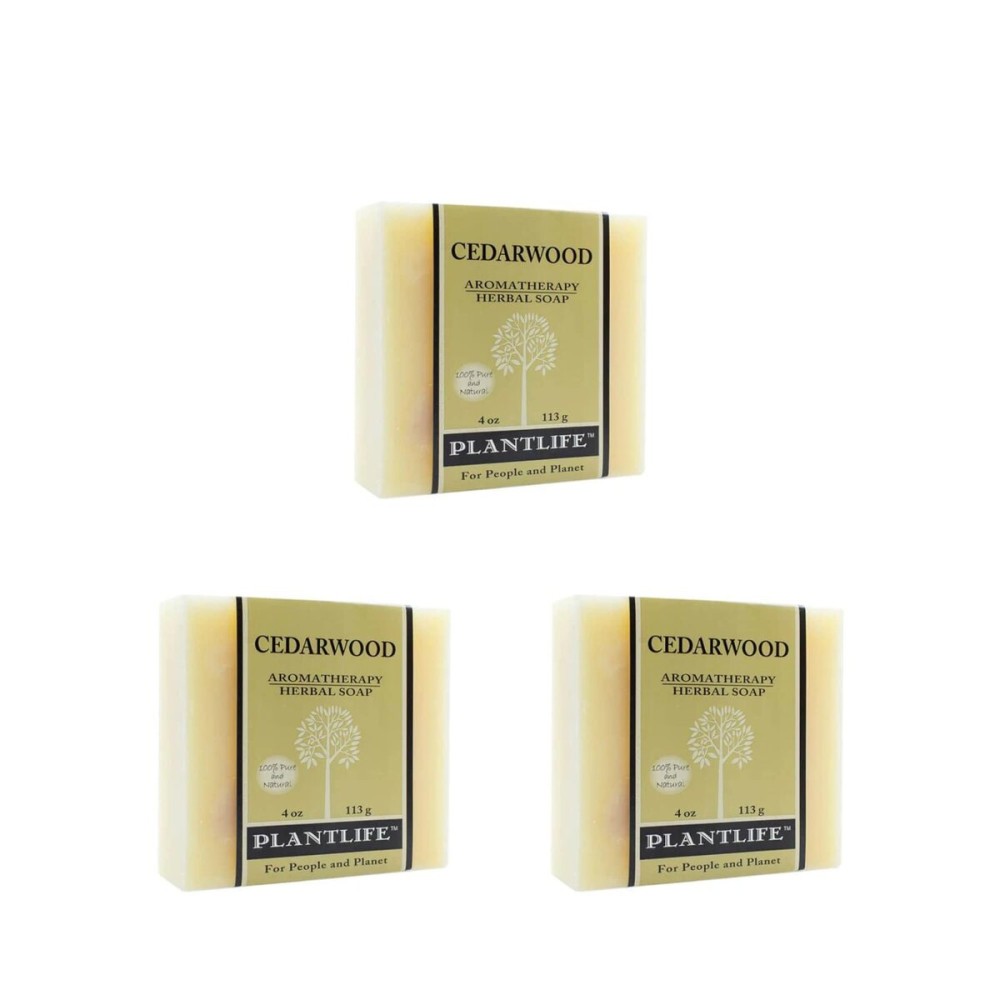 Plantlife Cedarwood 3-Pack Bar Soap - Moisturizing and Soothing Soap for Your Skin - Hand Crafted Using Plant-Based Ingredients - Made in California 4oz Bar