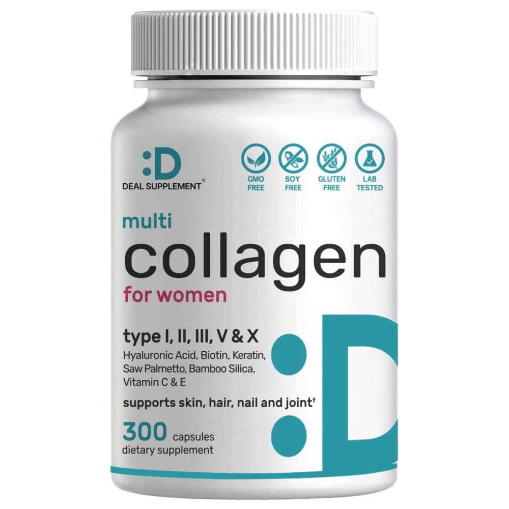 Multi Collagen Pills with Vitamin C, E & Biotin, 300 Capsules - Hydrolyzed Collagen Peptides - 11 in 1 Formula with Saw Palmetto, Bamboo Silica, & Hyaluronic Acid - Hair, Skin, Nail, & Joint Health