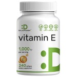 Vitamin E Supplements, 1,000 IU Per Serving, 240 Softgels - Extra Strength Antioxidant Protection - Bioavailable Stable Form - Skin, Heart, Brain, & Immune Support - Non-GMO