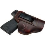 UAMAL Leather IWB/OWB Holster, Universal Airsoft Right/Left, Fits Glock, M&P Shield & Similar Handgun (Whiskey Brown Leather - Right)