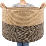 Goodpick Extra Large Wicker Storage Basket, 83L Woven Blanket Storage for Living Room, Round Baby Basket for Clothes, Big Laundry Hamper for Pillow, 21.7 x 13.8 inches
